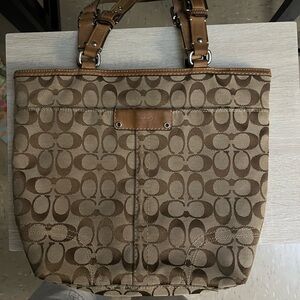 Coach Tan and Brown Signature Tote